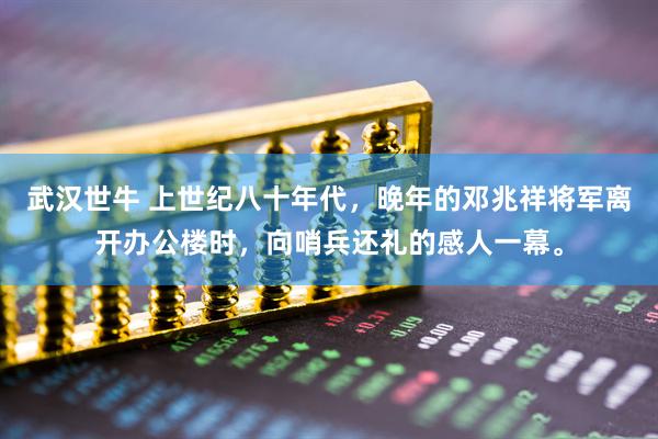 武汉世牛 上世纪八十年代，晚年的邓兆祥将军离开办公楼时，向哨兵还礼的感人一幕。